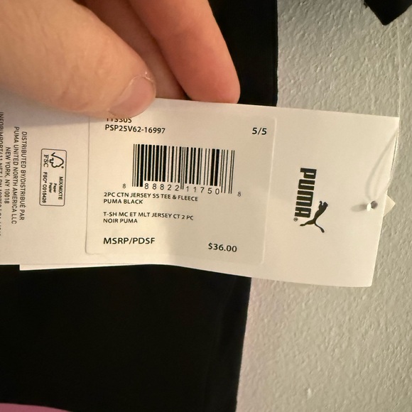 PUMA Kids Black Tee and Pink Shorts Set - Picture 2 of 3